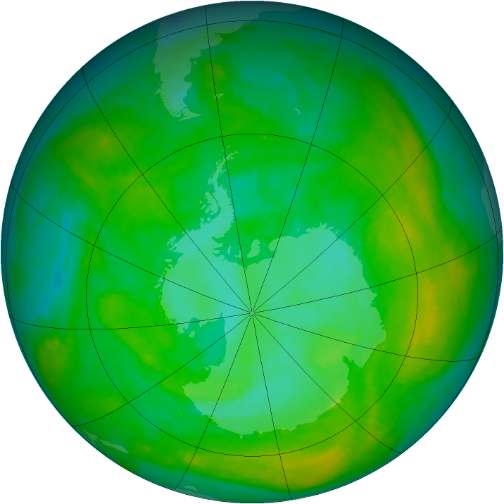 Antarctic ozone map for 09 January 1982